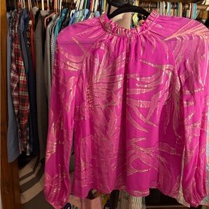 NWT LILLY PULITZER CALINE LS SILK BLOUSE